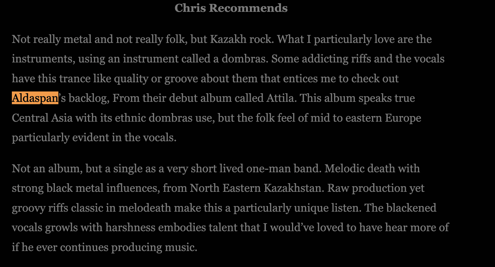 Батыс елінің музыка сүйер жанкүйерінің Attila альбомы туралы пікірі